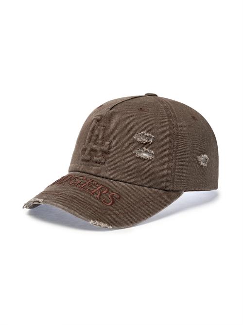 빈티지 엠보 데미지 언스트럭쳐 볼캡 LA (Brown)