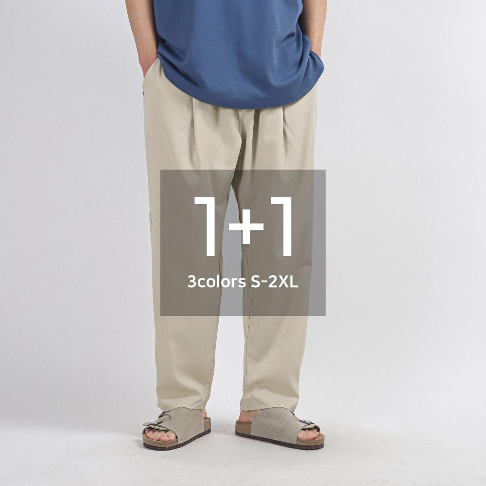 [1+1] 페드 핀턱 와이드 밴딩 슬랙스/IDLP106