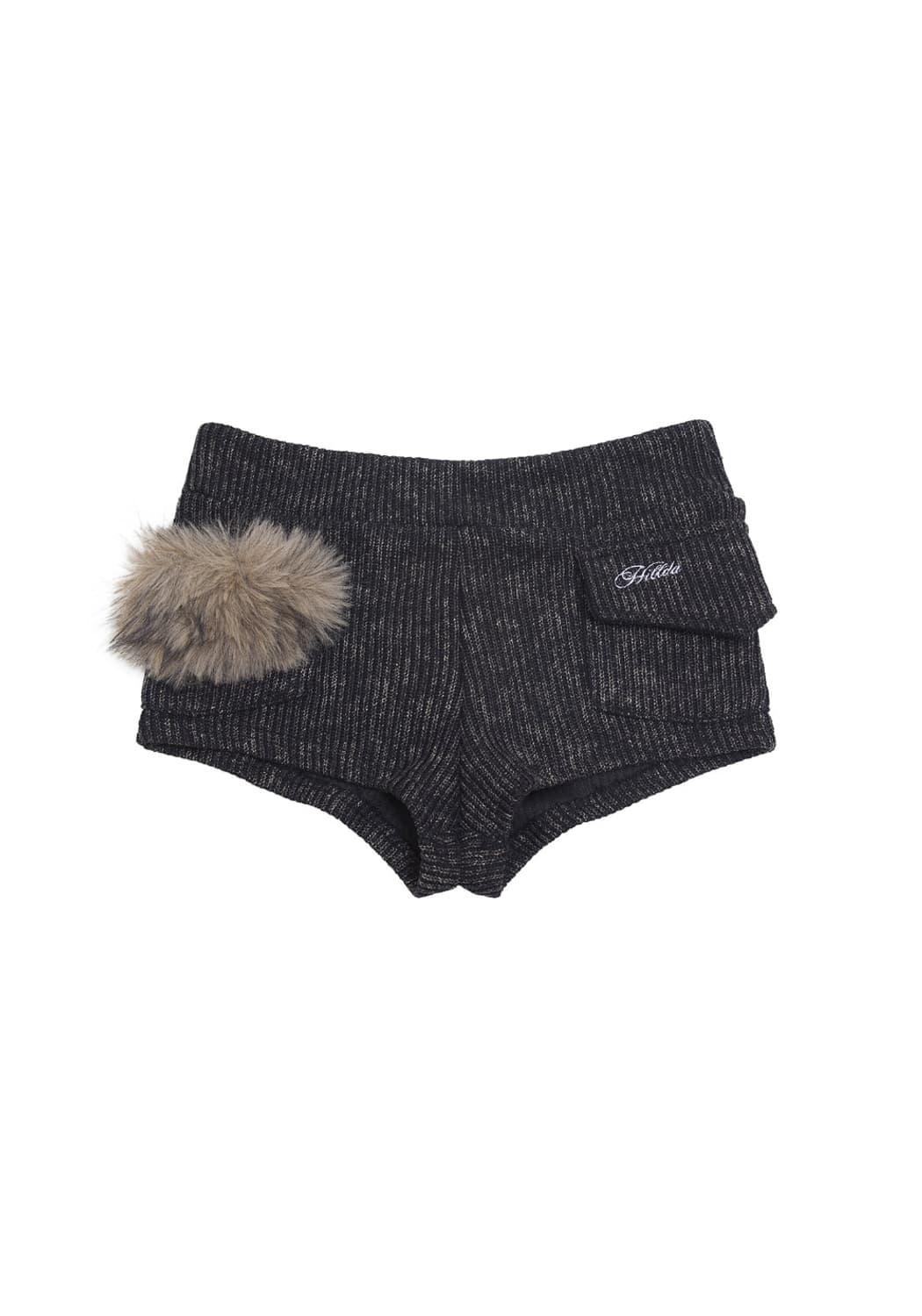 Hillda Fur Knit Short [Black] | 후루츠패밀리