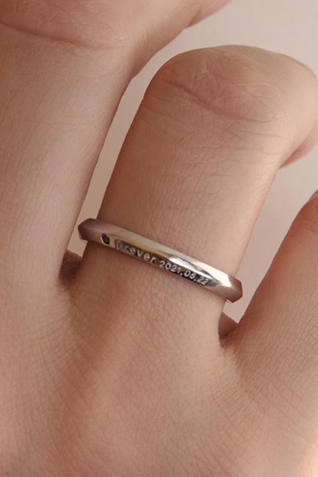 베가 Small R_헥사곤 엣지 반지_커스텀 레터링[천연 다이아몬드]