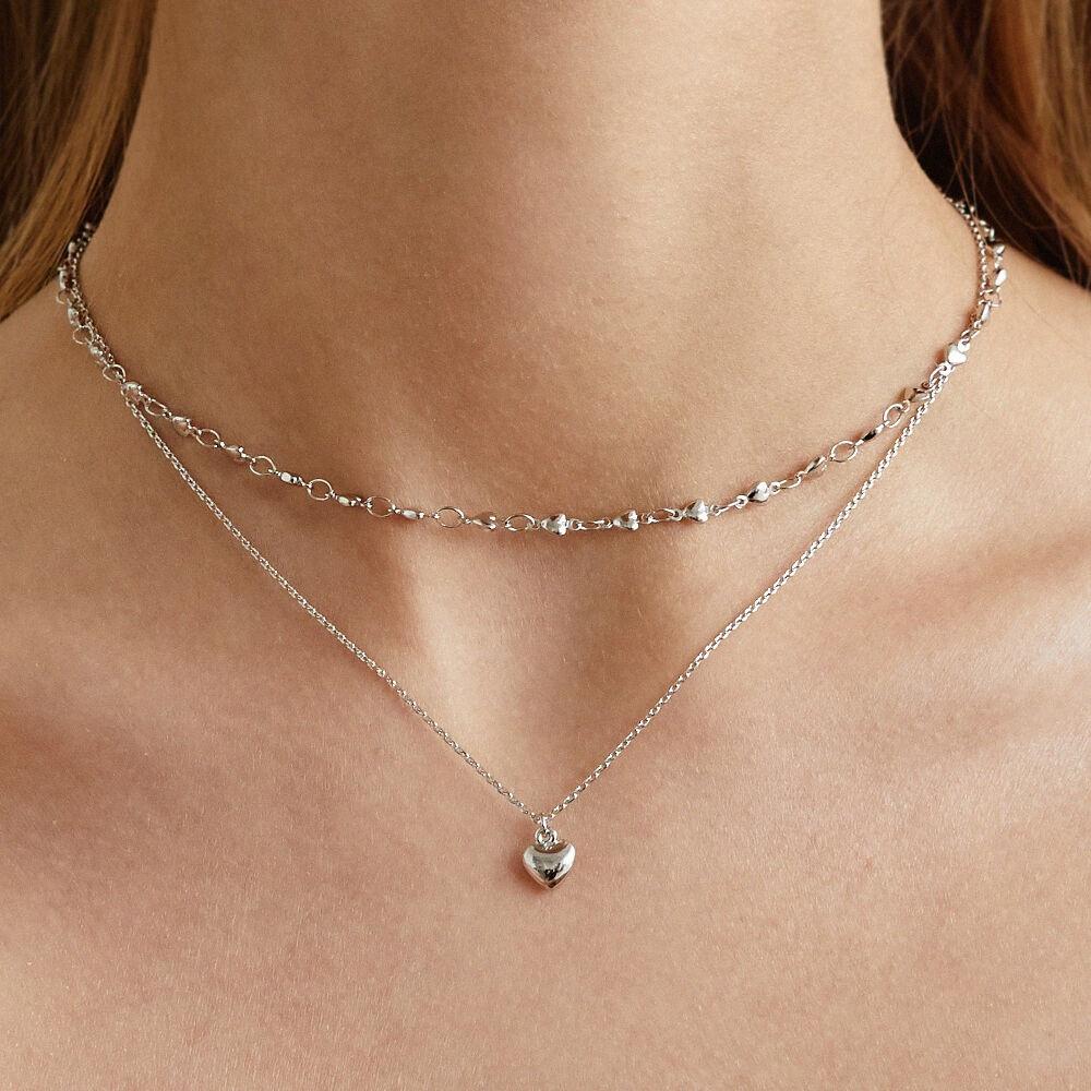 HEART CHAIN LAYERED NECKLACE (2colors) AN223021