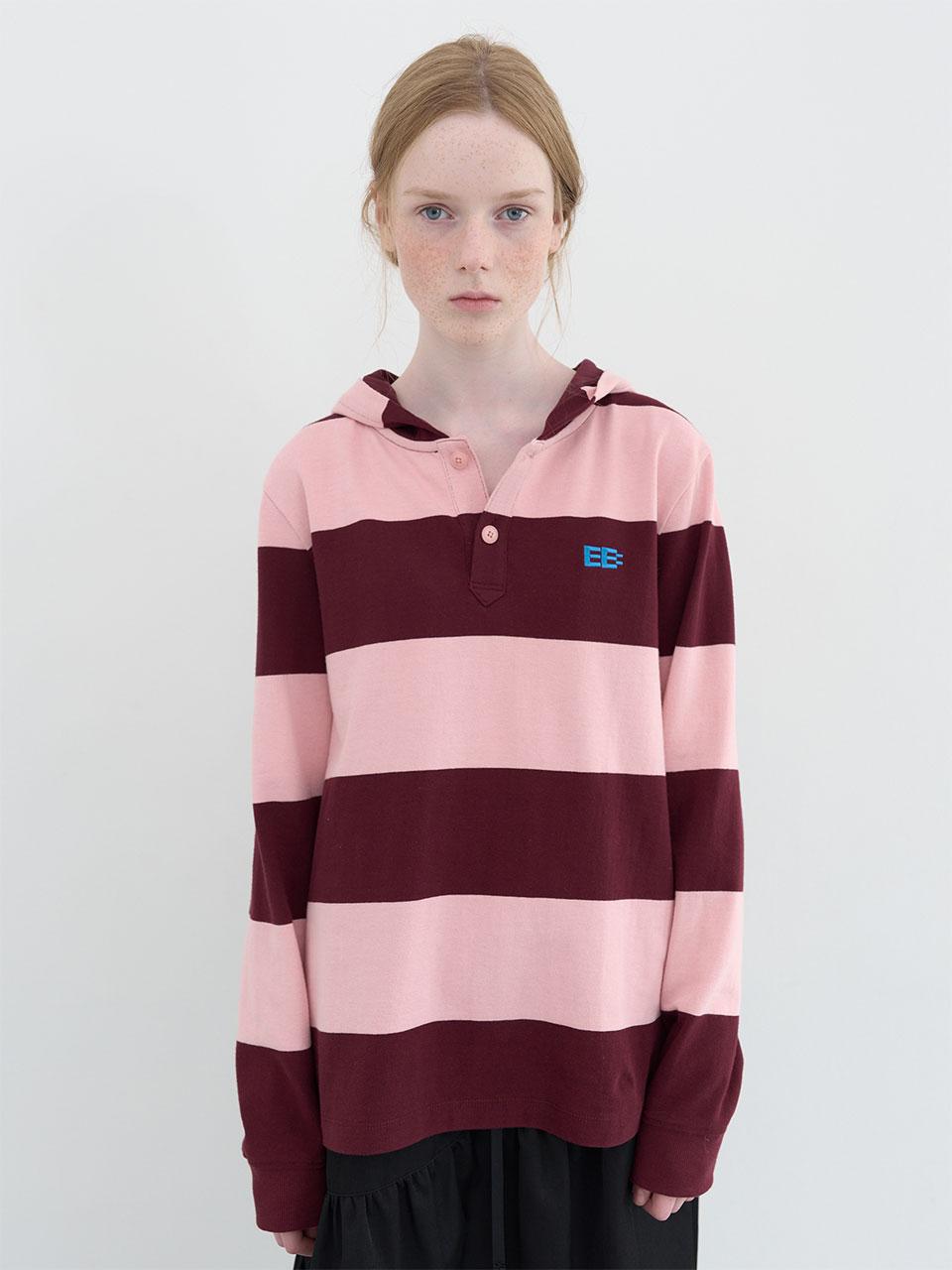 퍼키 스트라이프 후디 Lst (Burgundy)