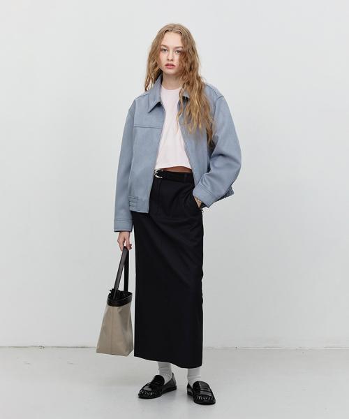 던스트 포 우먼(DUNST FOR WOMEN)  UNISEX VEGAN SUEDE COLLARED BLOUSON_UDJU5A107_SOFT BLUE - 사이즈 & 후기 | 무신사