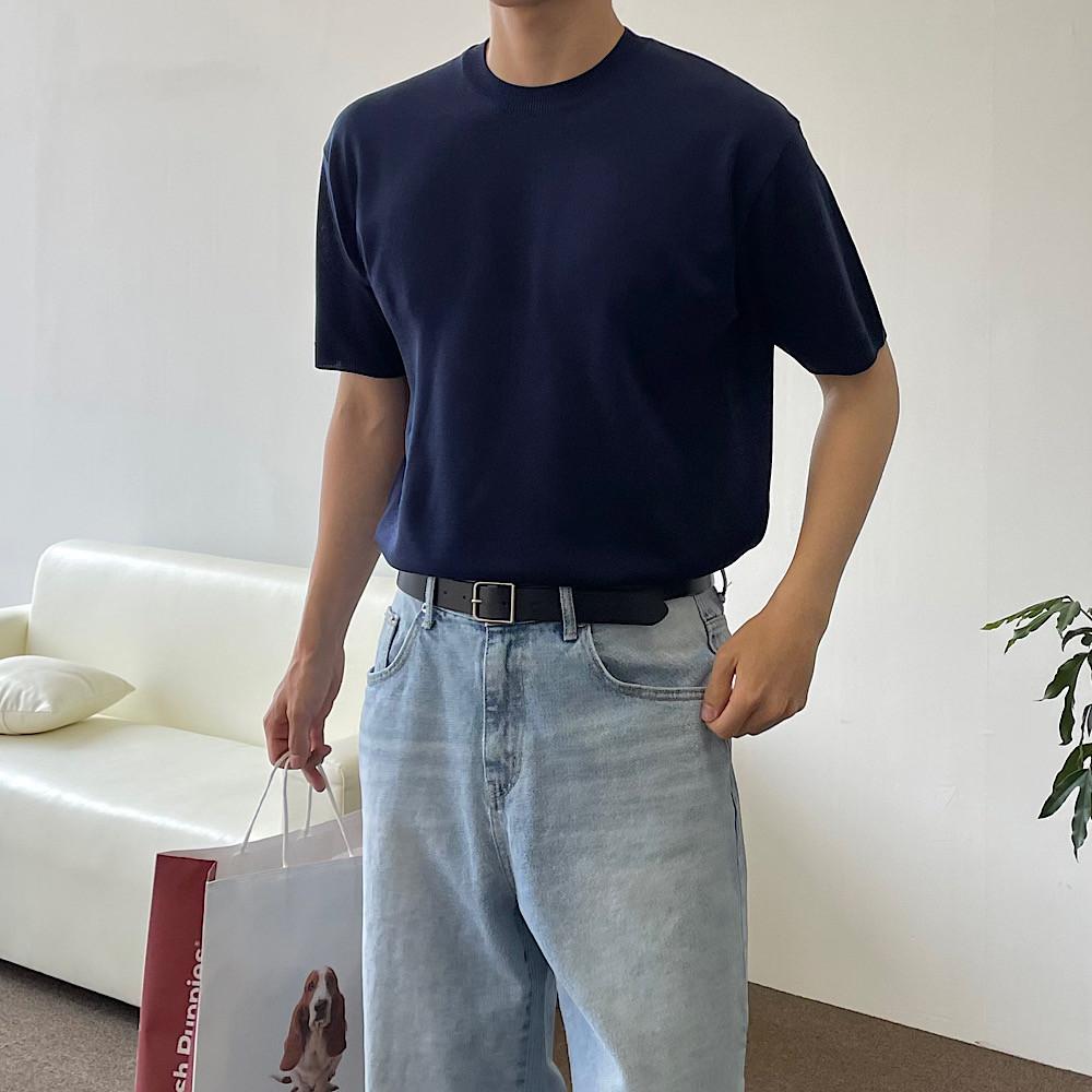 남자 1+1 베이직 린넨 라운드 반팔 니트 18color