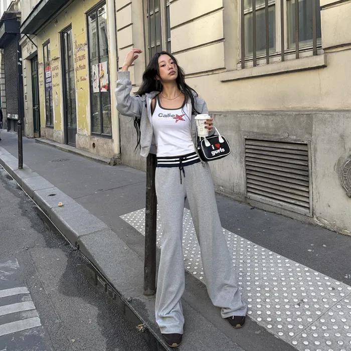 [물바다 PICK] CONTRAST RIB WAIST SWEAT PANTS MELANGEGRAY