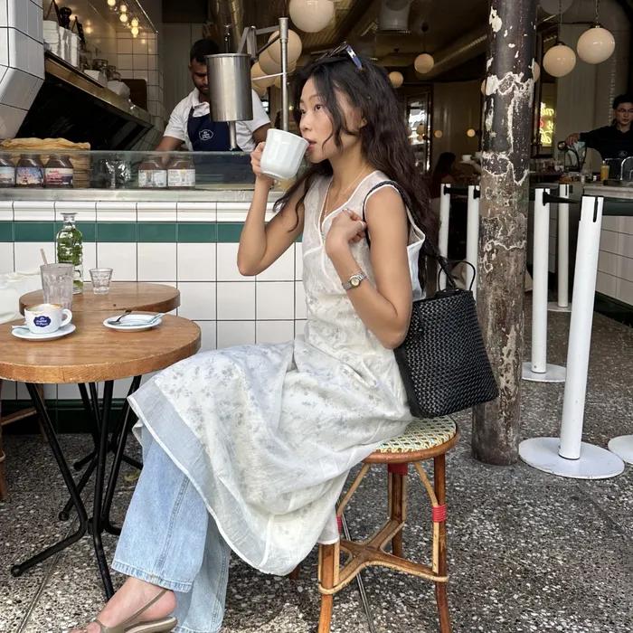 [SET] Printed Slip Dress + Sheer Sleeveless Dress SW5MO276_2color