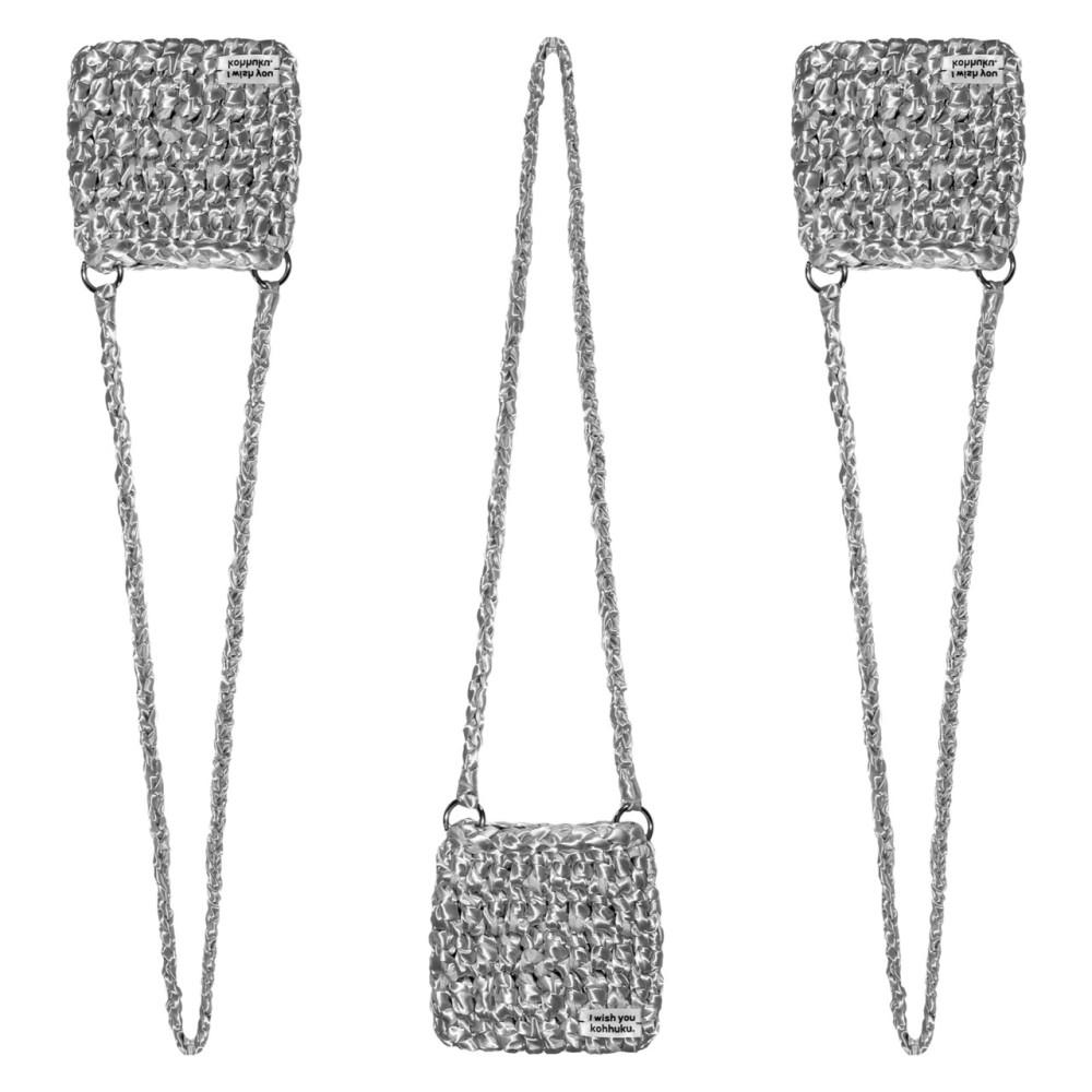 새틴 리본 뜨개 미니 크로스백 마이크로백 실버백 (56color)