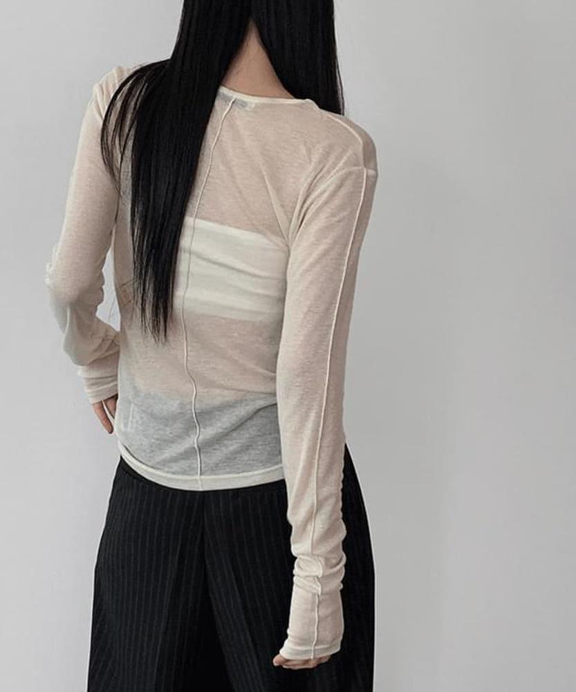 [매니크] 바닉 절개 라운드 울 티셔츠