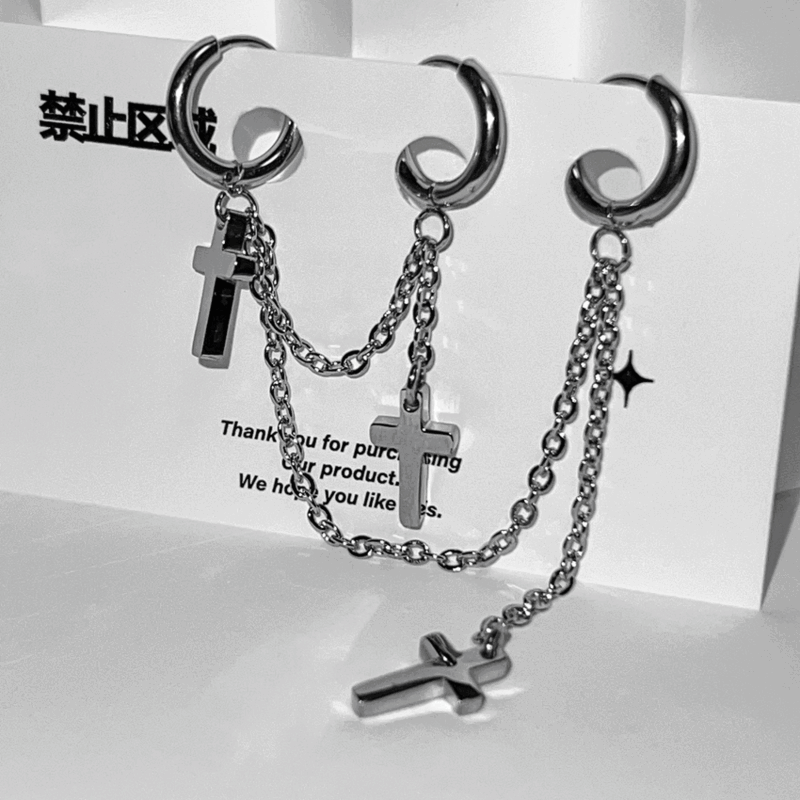 [써지컬]십자가 쓰리핀 피어싱/귀걸이