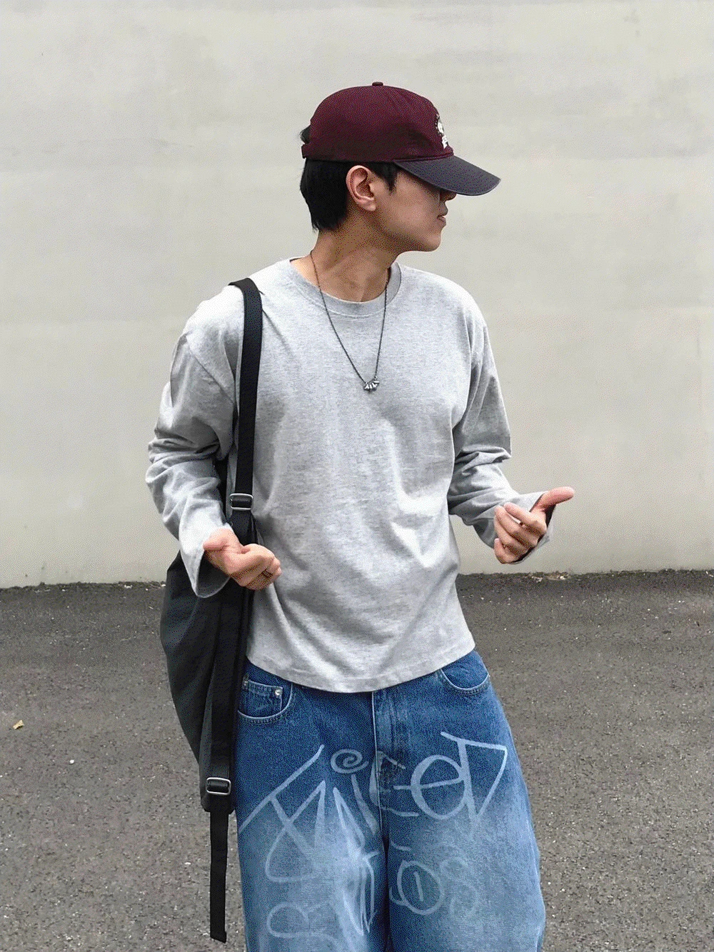 (그레이 당일출고) 플레인 코튼 크롭 긴팔 티셔츠 5C