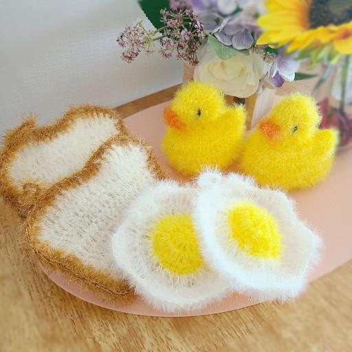 식빵 & 계란후라이 . 오리  코바늘수세미