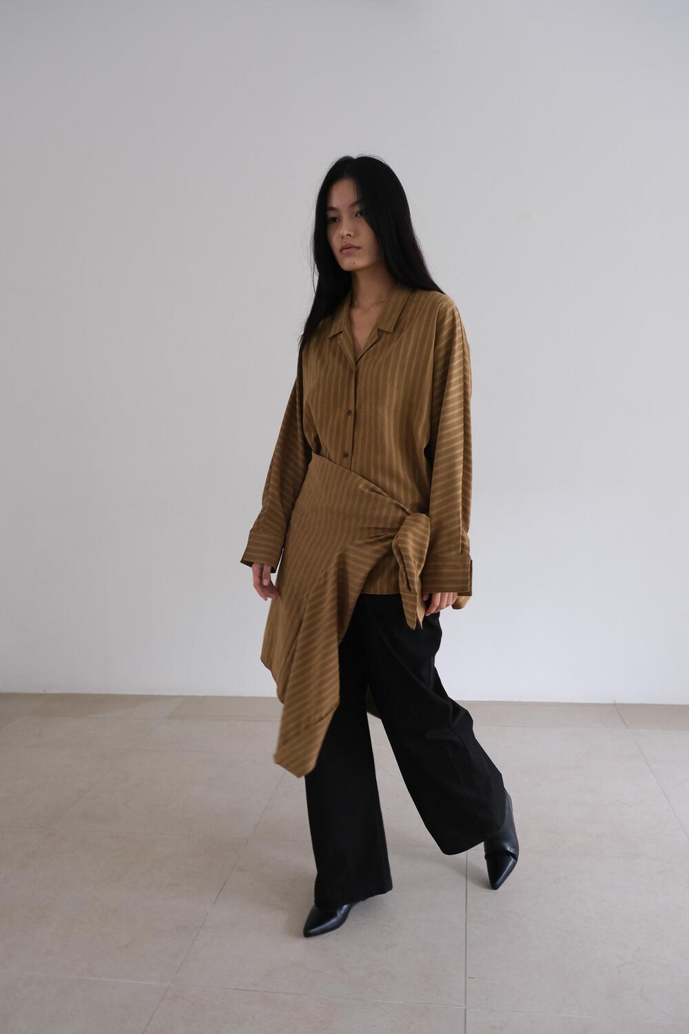 [13TH] Vintage Stripe Shirt / Brown