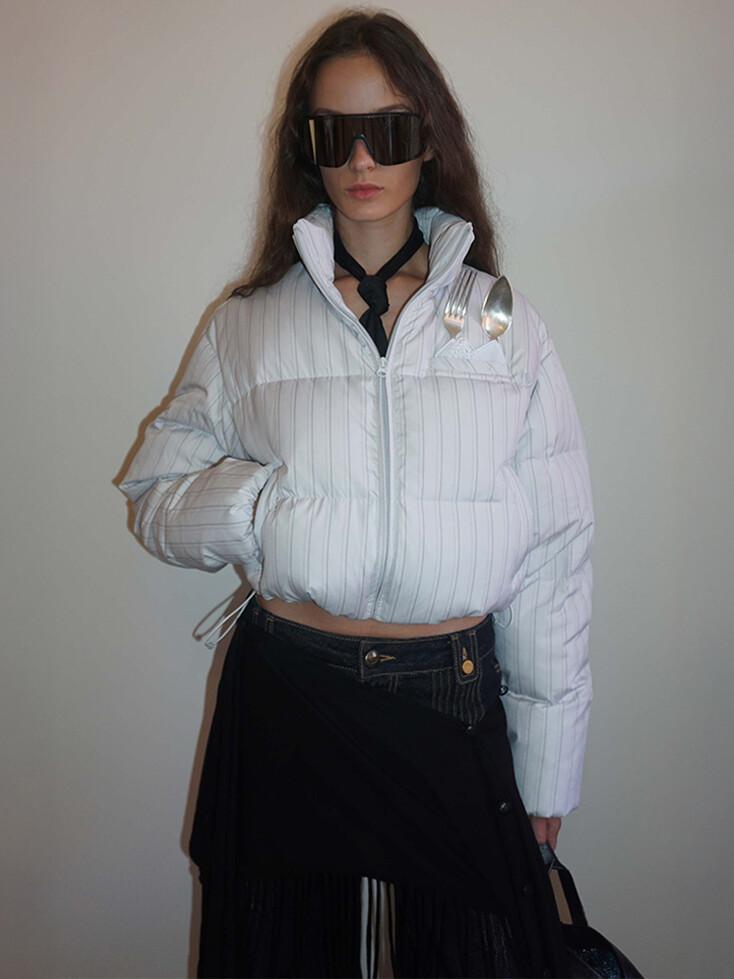 So Demure Cropped Puffer Down Ivory