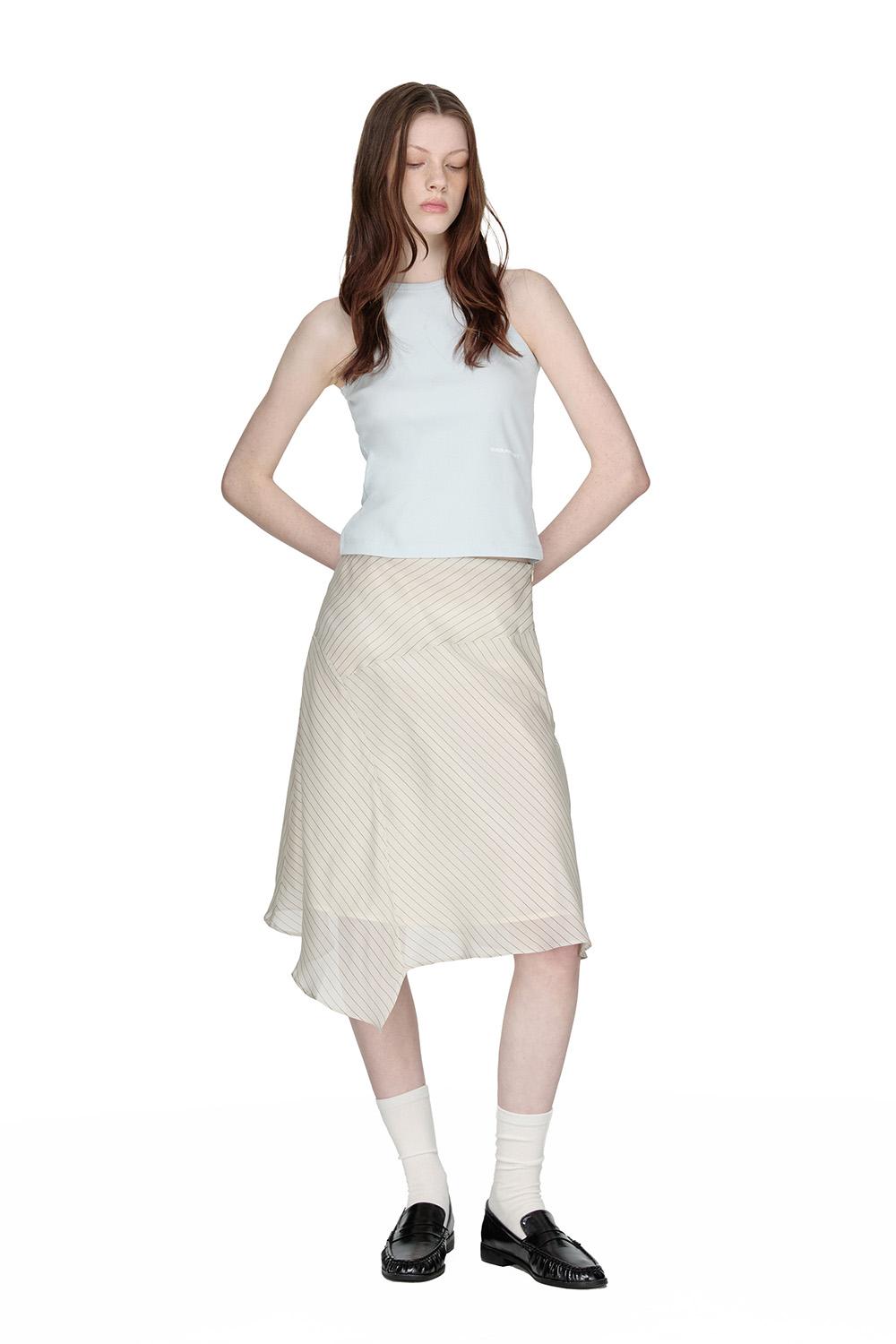 Asymmetric Midi Skirt, BEIGE