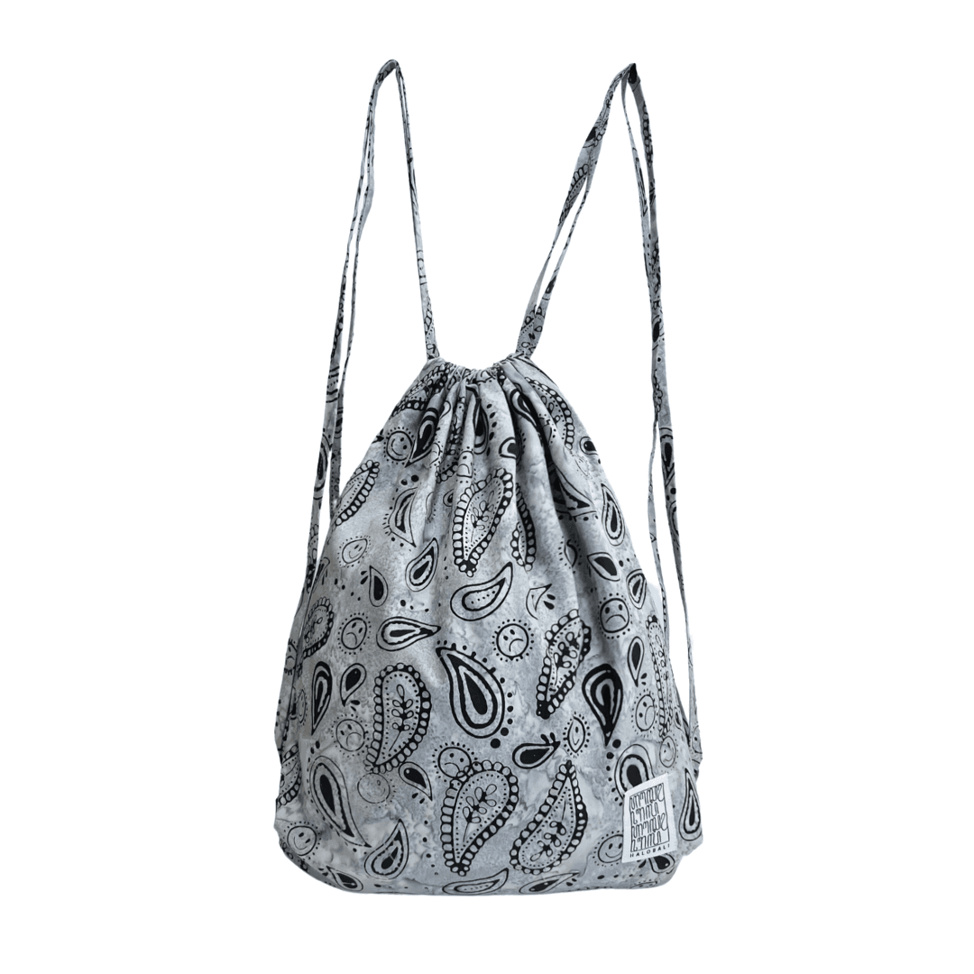 Melancholy Paisley (Space Gray) Drawstring Bag