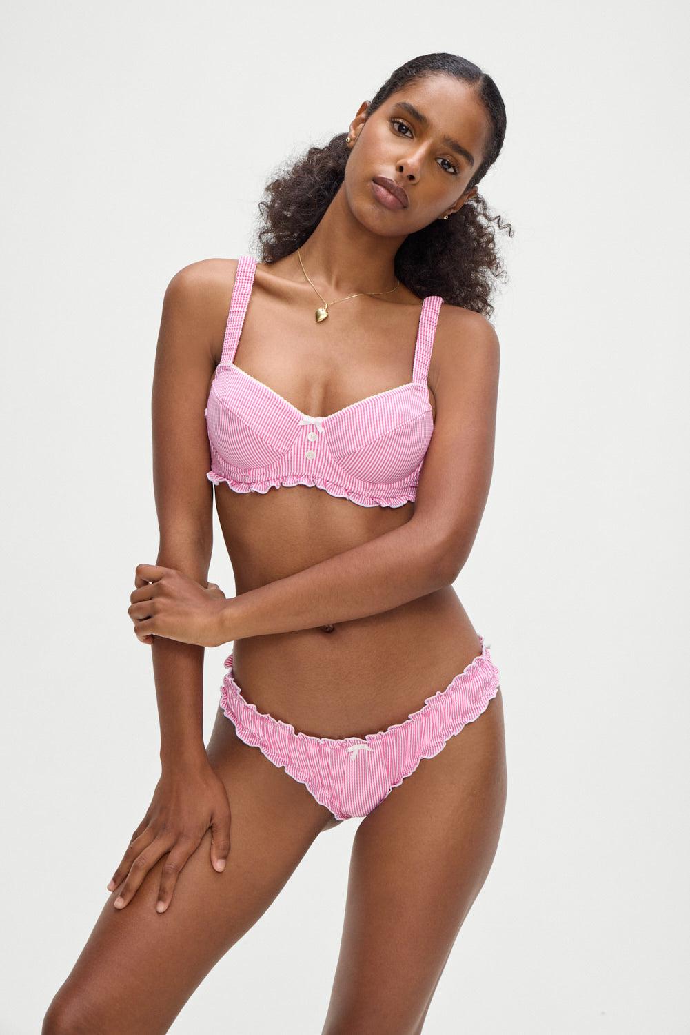 Jane Underwire Bikini Top - Pink Stripe - Pink Stripe / XS