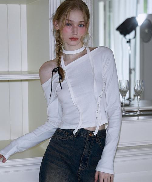 Eyelet Tie Long Sleeve [Ivory]