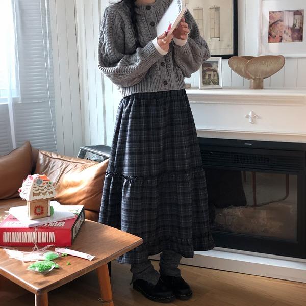 핫핑 [2기장][롱&미디][복숭아터치감🍑/빈티치체크][MADE] 플루니 체크 프릴캉캉 밴딩 스커트(44~110) (빅사이즈스커트-롱스커트-미니스커트-미디스커트-체형커버-프릴스커트-체크치마-캉캉스커트-간절기스커트-기모스커트-모리걸)