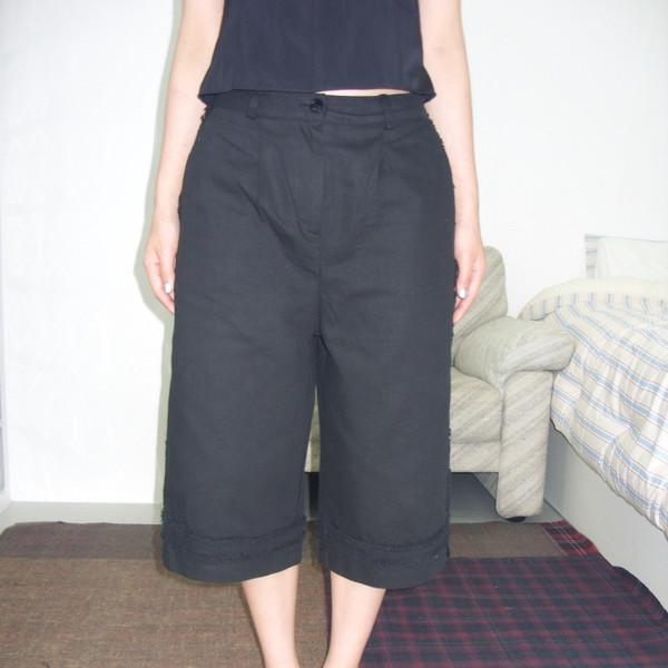 fringe denim bermuda