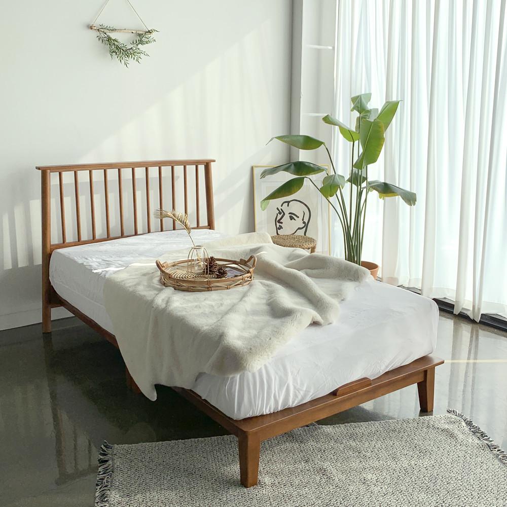 카르페디 판테온 고무나무 원목 싱글 침대 프레임 S