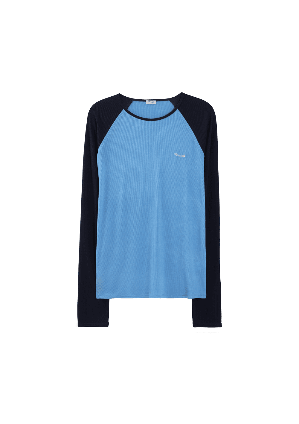 Mused Crispy Ribbed Raglan Top - Blue