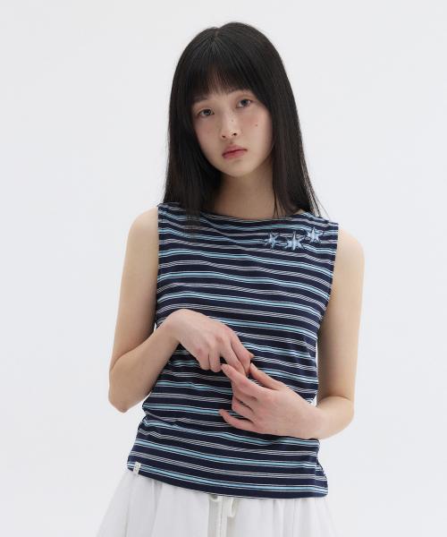 STAR BOAT NECK SLEEVELESS, NAVY