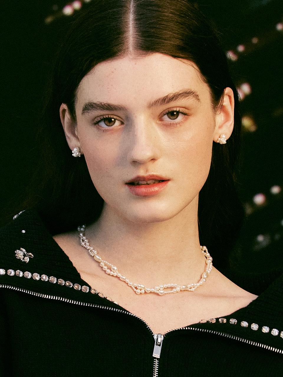 [셀럽착용]Bubble Mix Pearl Necklace_VH249ONE006M