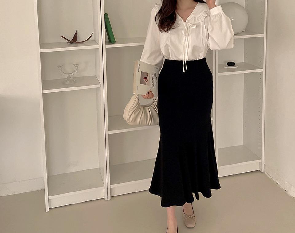 [1천5백장 돌파✨] 모디빈느 프릴 밴딩 머메이드 롱 스커트