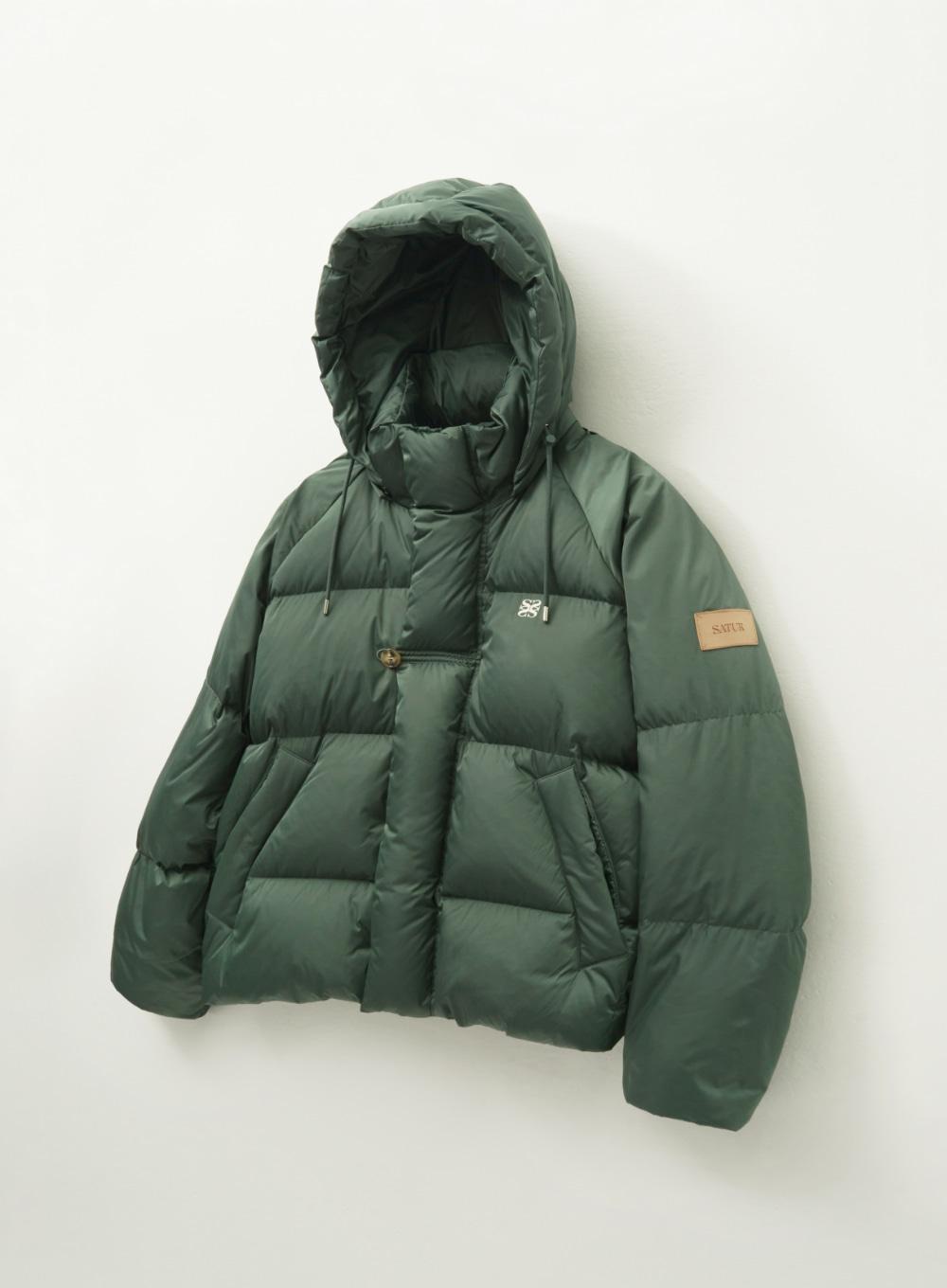 Detachable Hood Duck Down Padding - Green