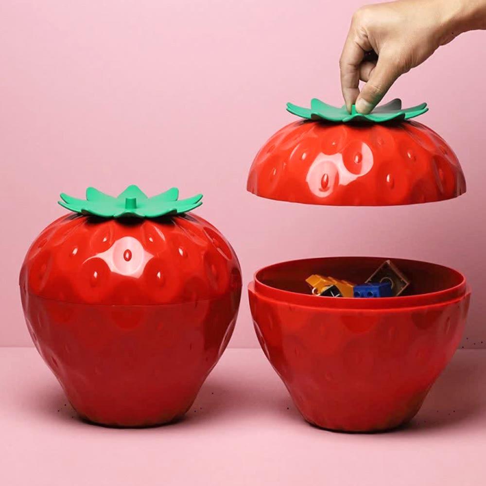 딸기 뚜껑수납함 커피 과자 간식 정리함 비닐봉지 약통 인형 정리함