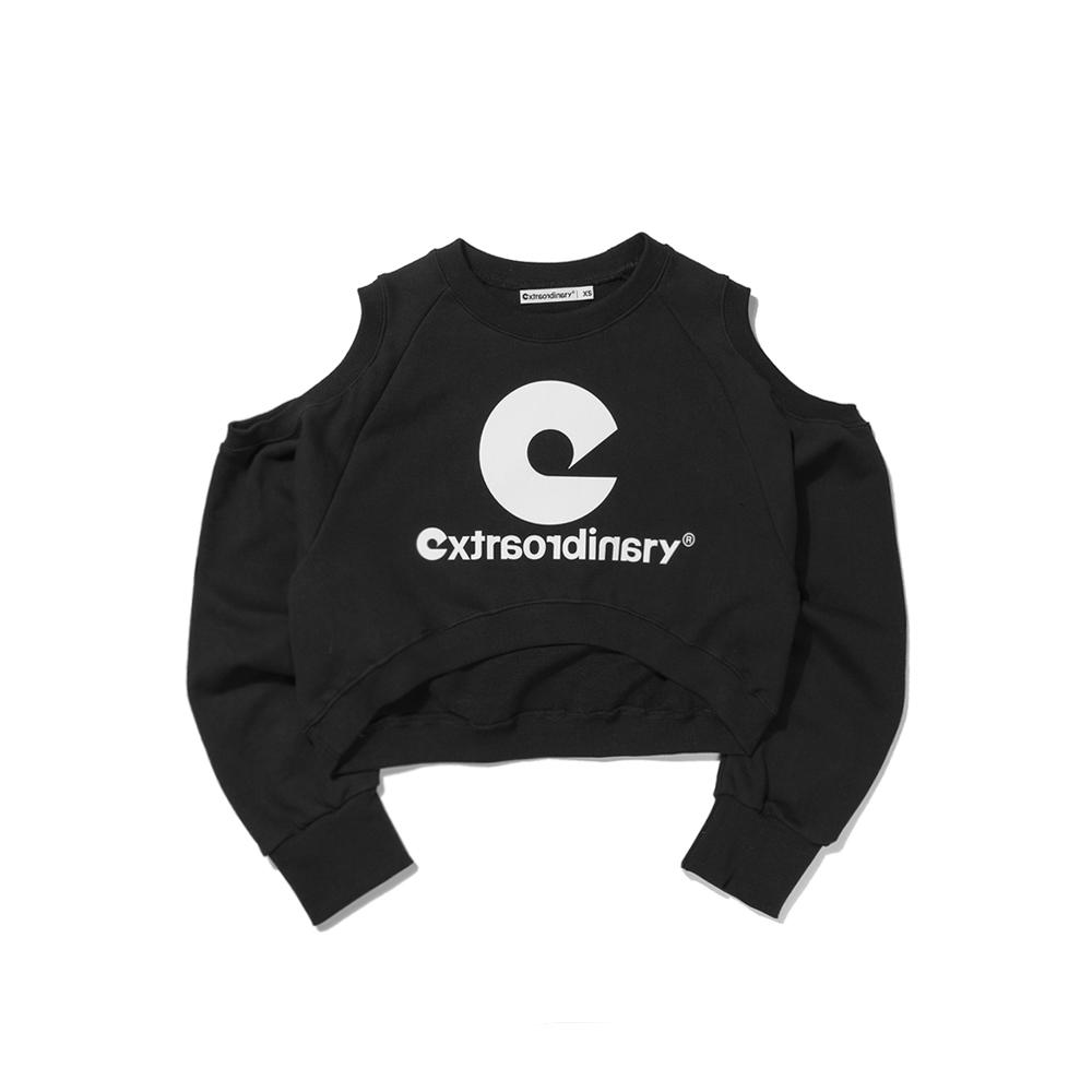 W SYMBOL CROP CREWNECK BLACK