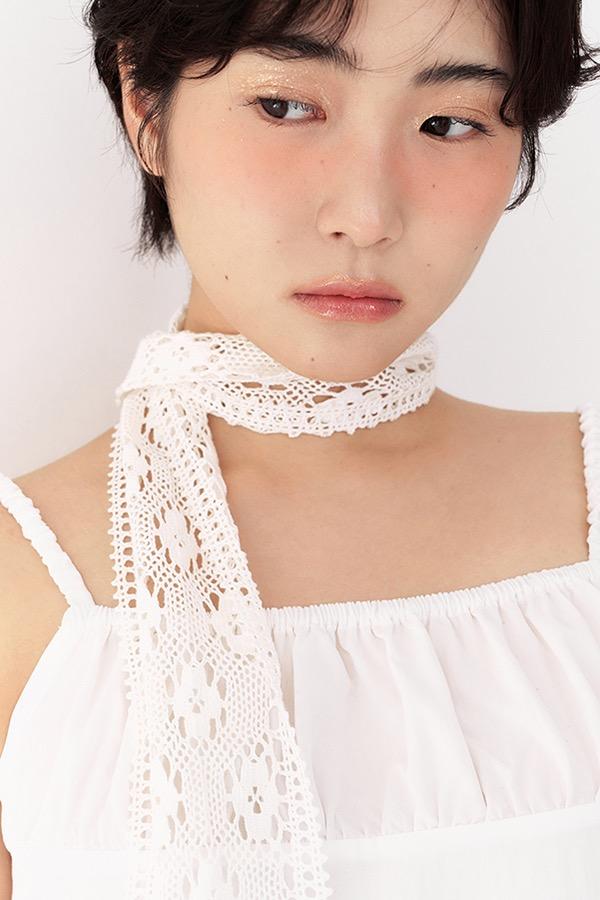 crochet cotton scarf - Ivory