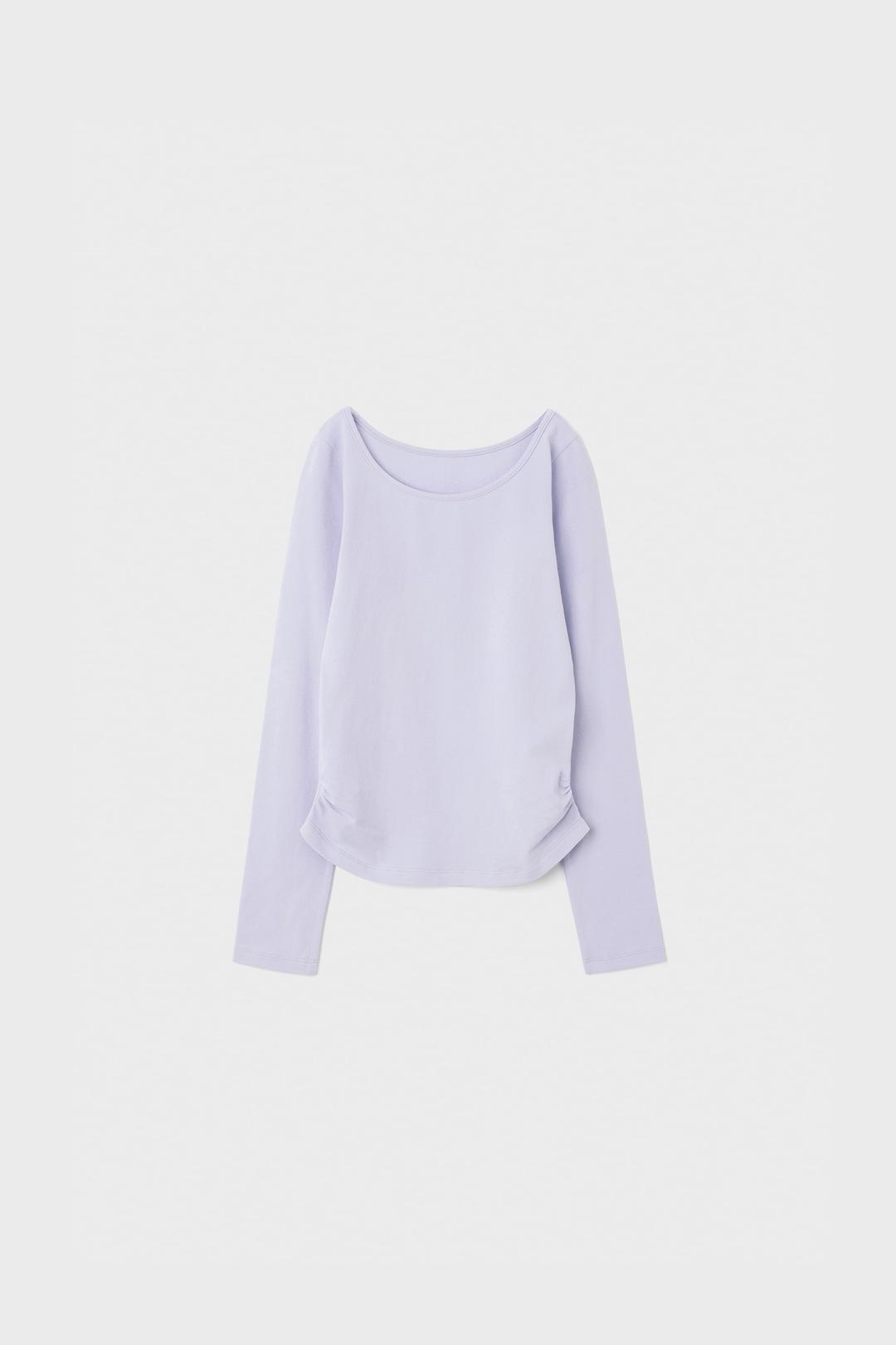 U-NECK SIDE SHIRRING T-SHIRT (LIGHT PURPLE)