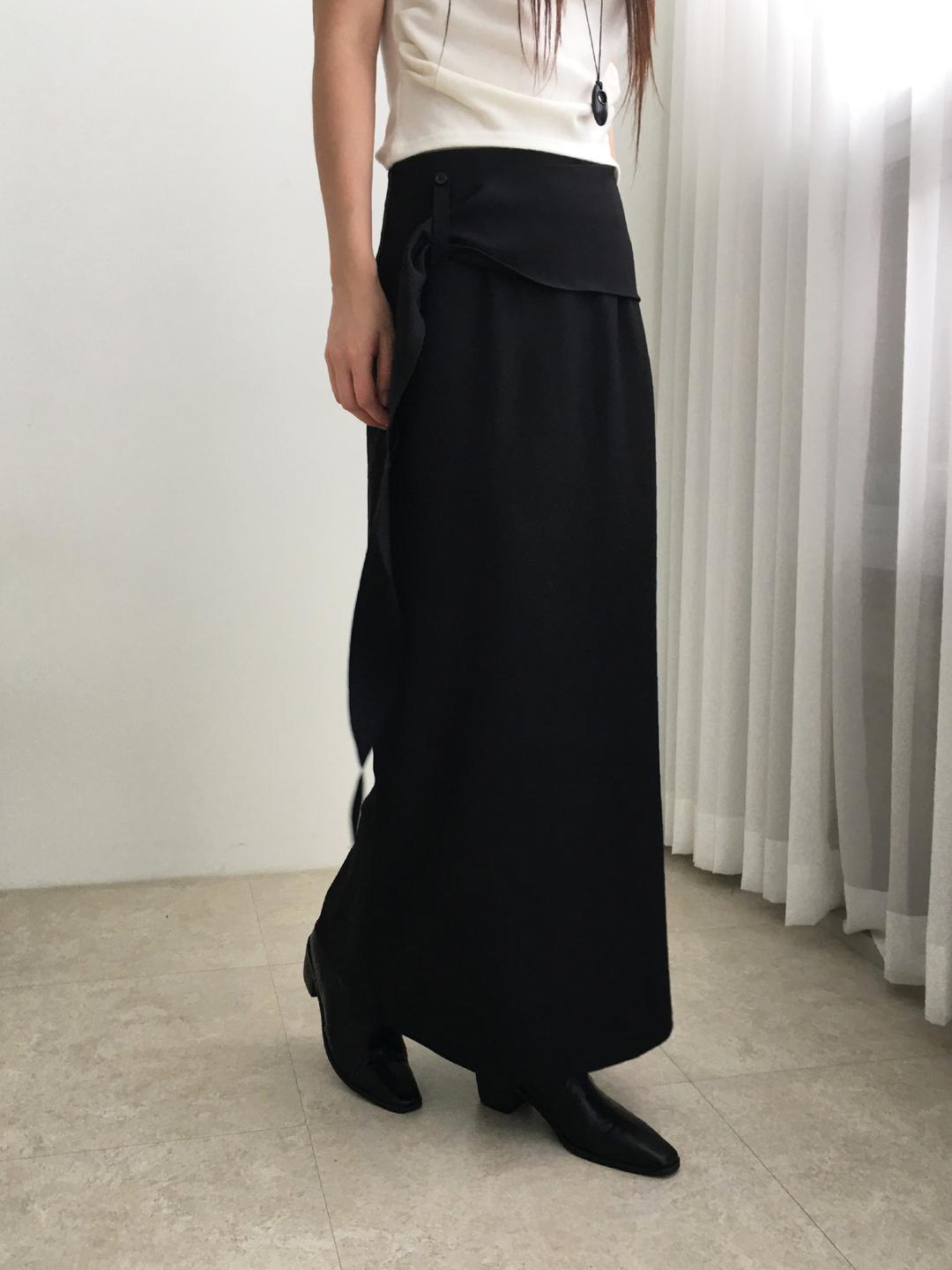 Gyeol H long skirt  (charcoal, black)