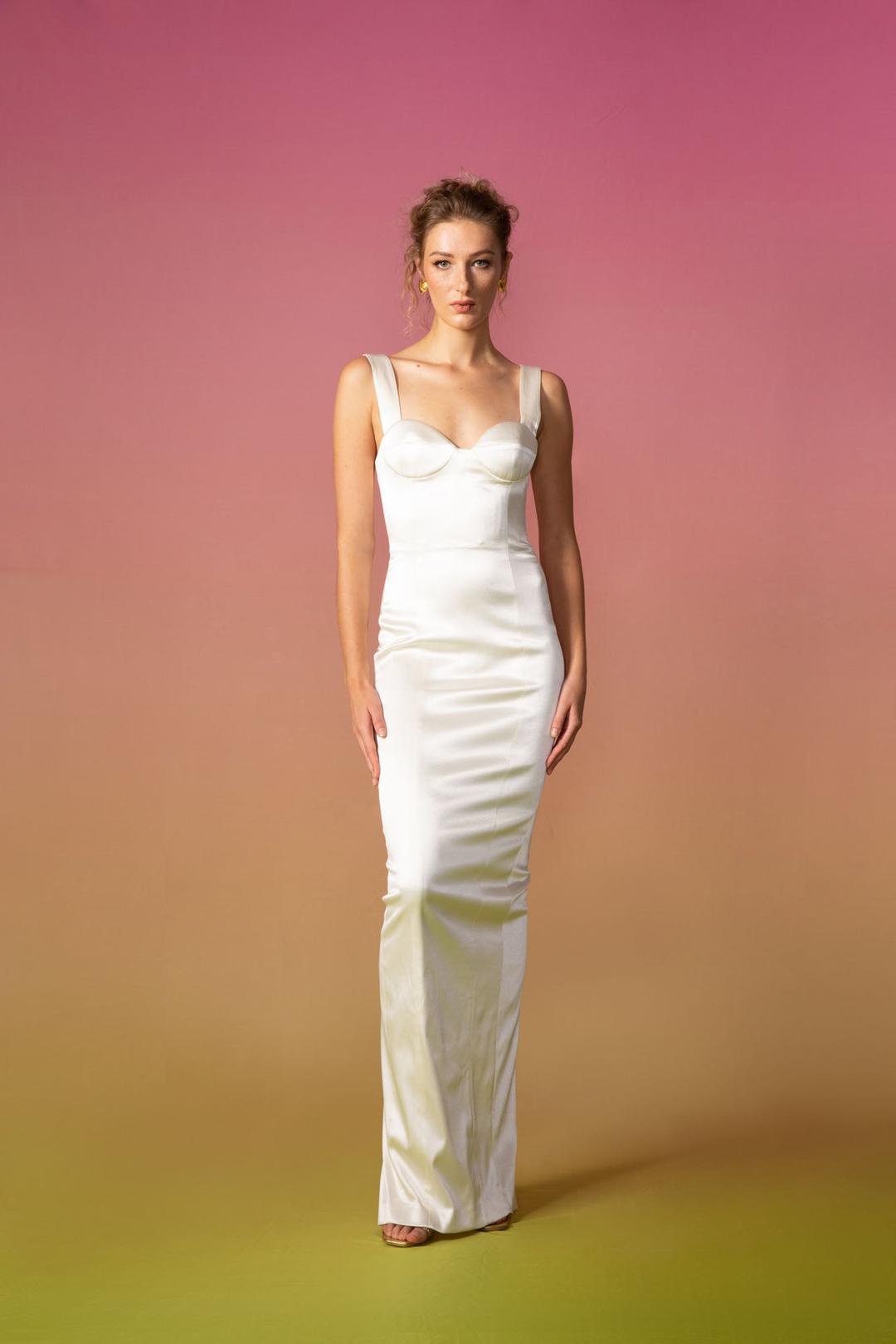 Palmela Satin Dress - Ivory / 00