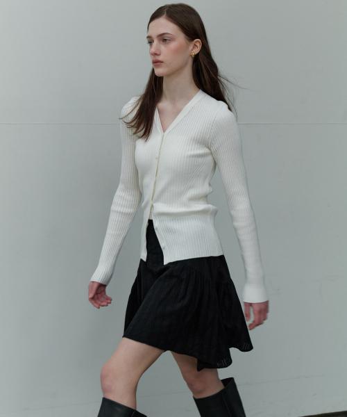 RIBBED SLIM KNIT CARDIGAN - 3COLOR