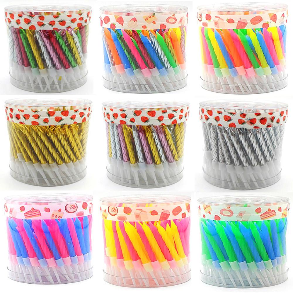 생일 초 대용량(100개입) 예쁜 생일 파티 케이크 샹들리에 트위스트 메탈릭 골드 초