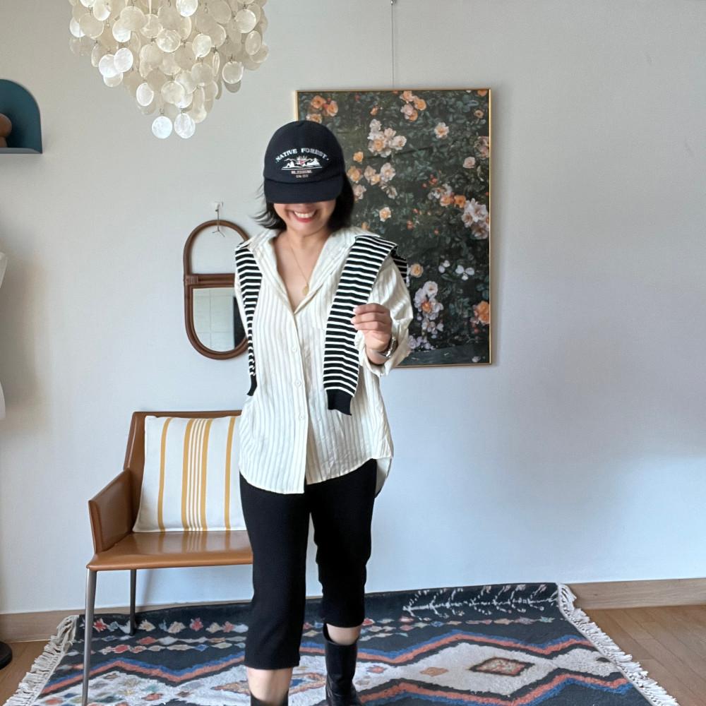 쫀쫀카프리팬츠-사이즈 넉넉하고 앞 절개가 있어 날씬해보여요!