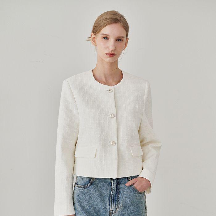 Tweed Pearl Blend Jacket - White