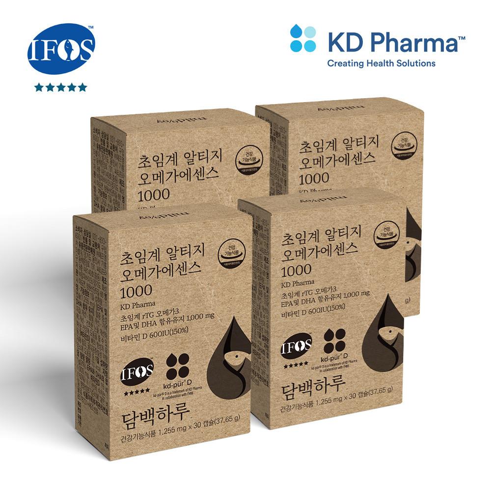 담백하루 초임계 알티지 오메가3 1000 120캡슐 4개월 4박스 비타민D600IU 에센스