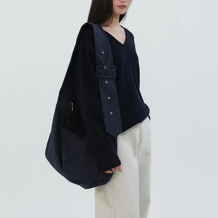 Stripe Buckle bag (Navy)