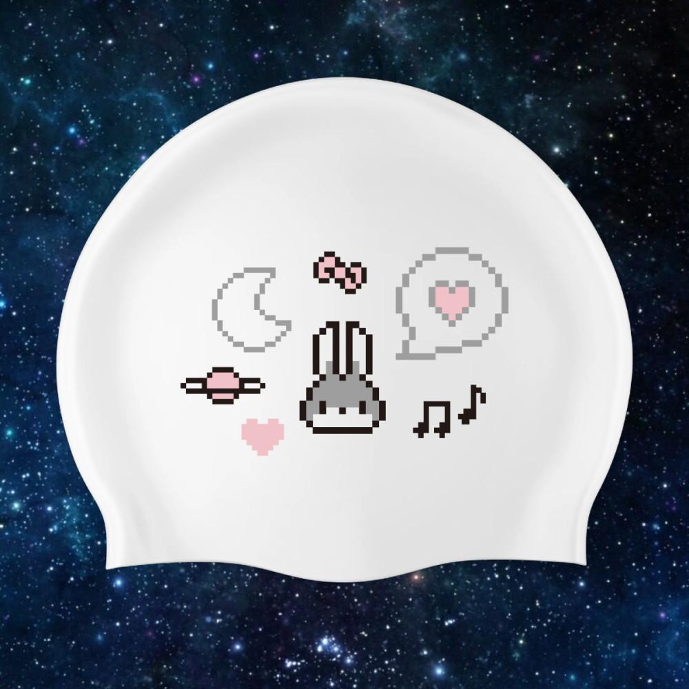 픽셀 하트 토끼 수영모자 제작 수모 토끼 수모