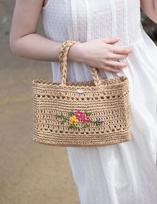 No.147 / Daisy Raffia Big Tote Bag