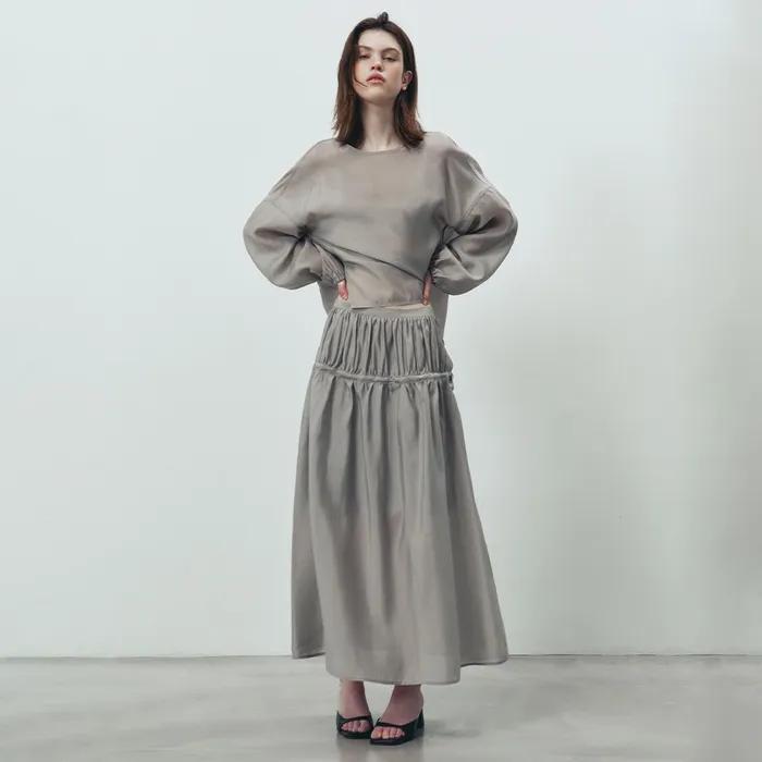 Rene Shirring SK_(Light Gray)