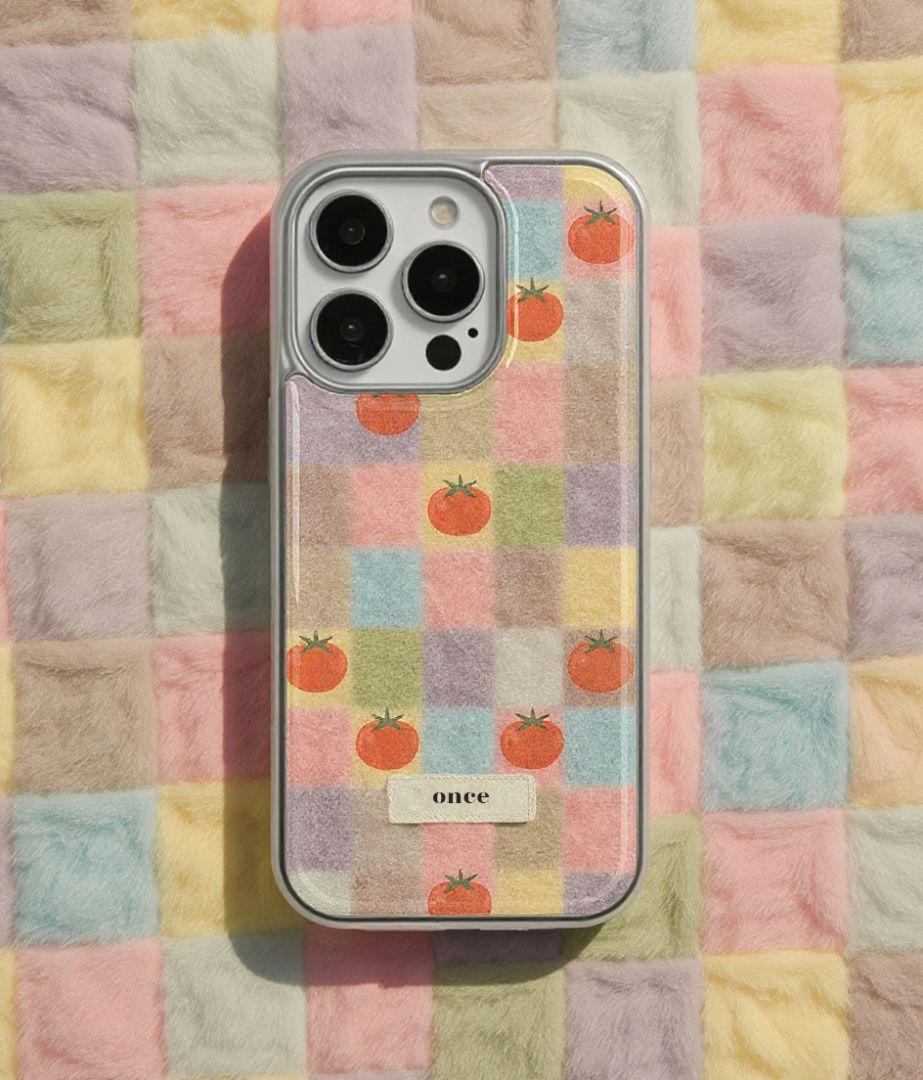 온세스튜디오 [폰케이스] 토마토 패치워크 여름 에폭시 실버 범퍼 맥세이프 아이폰 17 16 카드 s25