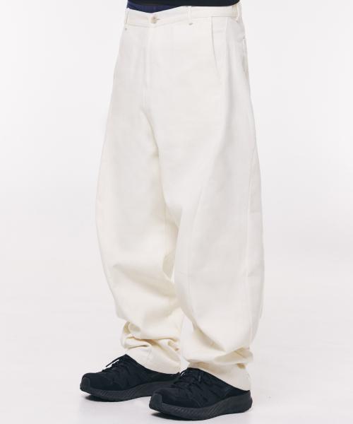 커브드 와이드 코튼 데님팬츠 [크림]