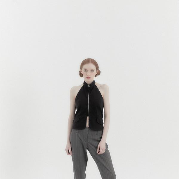 Halter Waistcoat Top Black