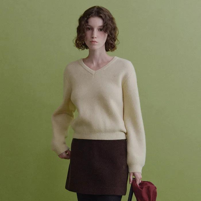[2차] Nora Wool V-neck Knit (Lemon Sorbet)