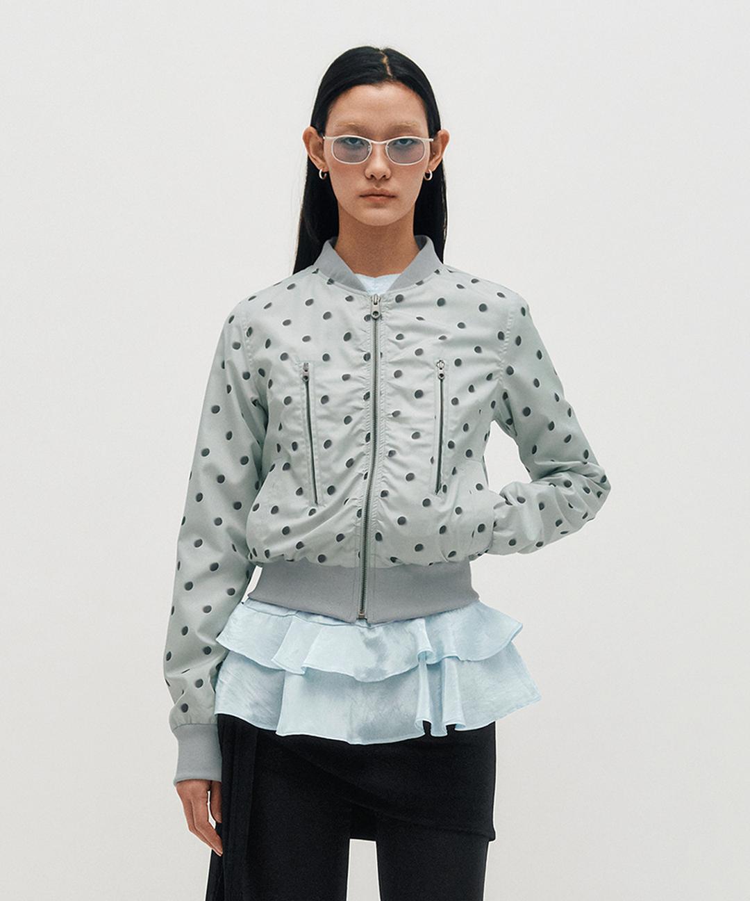Dot Graphic Windbreaker _ GREY