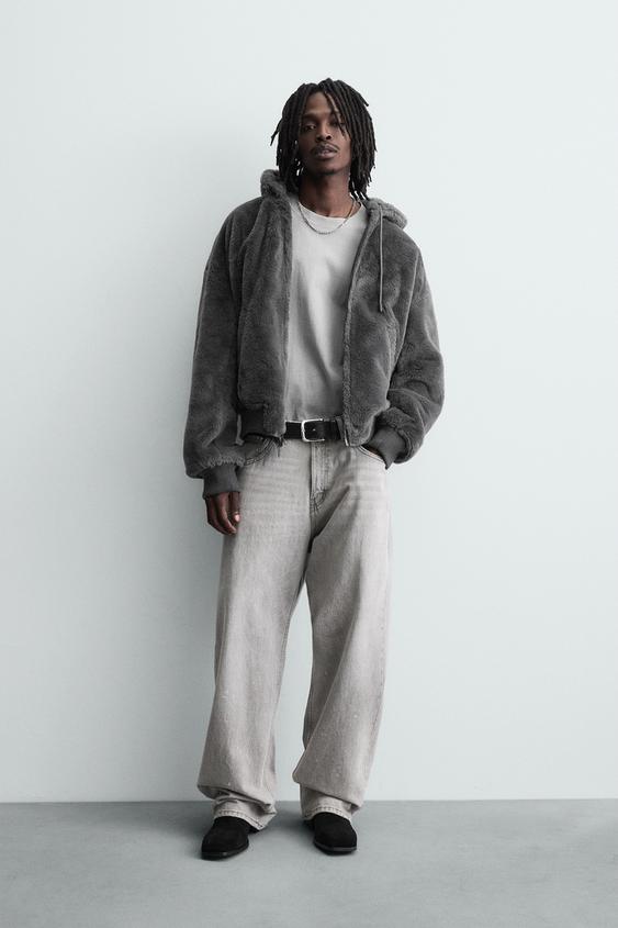 리버시블 가죽 효과 봄버 재킷